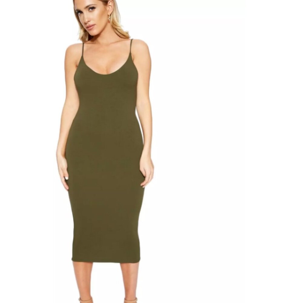 Naked Wardrobe Olive Open Back Strappy Racerback Dress Size S